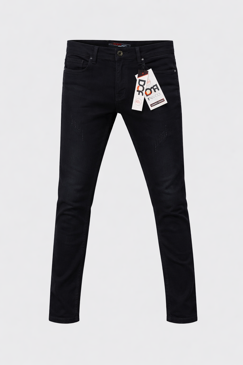 Men’s Solid Black Destroy Slim Fit Jeans – Stretch Daily Wear